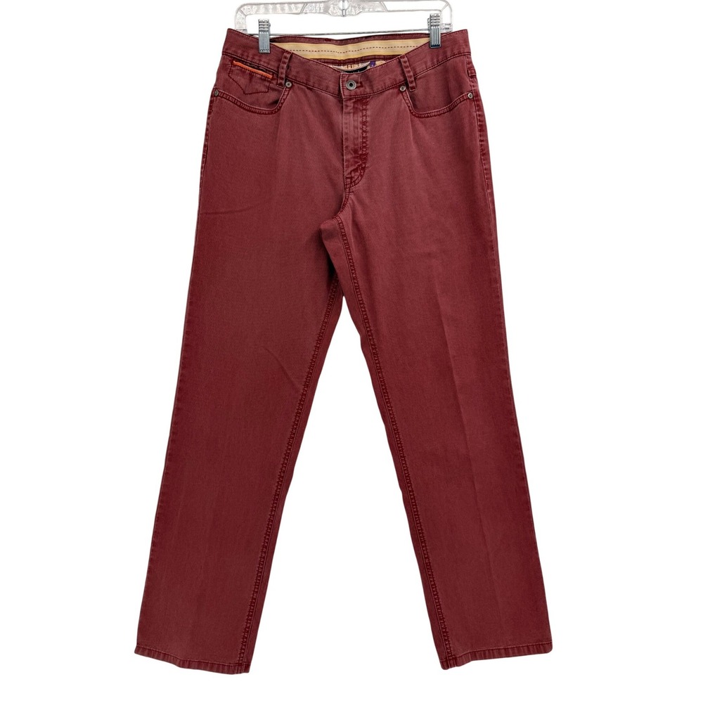 Hiltl Mens Contemporary Fit Casual Pants Red Burgundy 31x31 Trousers Career Wear